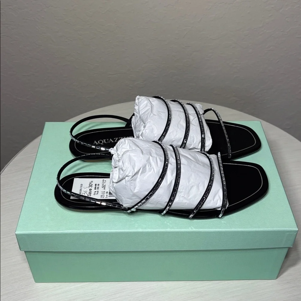 Aquazzura Mistica Crystal Embellished  flat sandals.Tequila Style NIB 36.5 - Picture 6 of 9